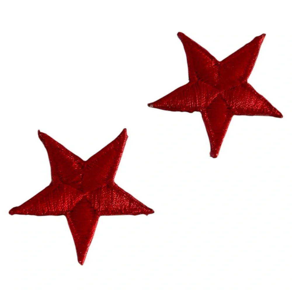 🦋 5/$25 - Set of 2 Iron-On Patches - Red Stars - (1.5” x 1.5”)